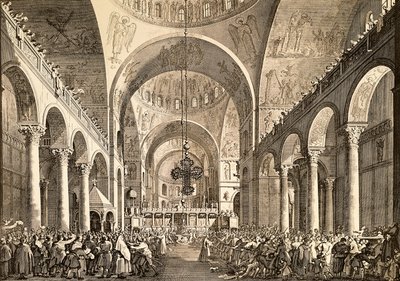 Fête vénitienne, le nouveau doge de Venise présenté au peuple dans la basilique Saint-Marc - (1697 1768) Canaletto