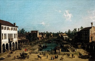 Vue de Mestre avec le Canale delle barche, vers 1755-1760 (huile sur toile) - (1697-1768) Canaletto