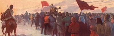 Foule de partisans du leader révolutionnaire russe Alexandre Kerensky - (after) Carrey