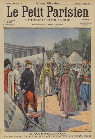 Otages des Tribus Marocaines Soumises Défilant devant le Général Drude à Casablanca - (after) Carrey