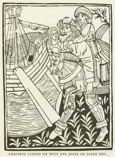 Ascaparte transporte Sir Bevis et Josian à bord du navire - (after) English School