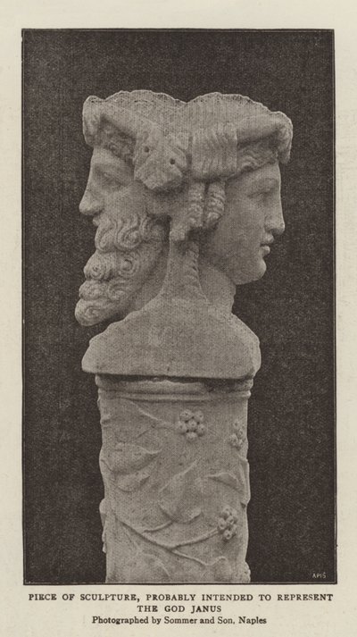 Pièce de sculpture, probablement destinée à représenter le dieu Janus - (after) English photographer