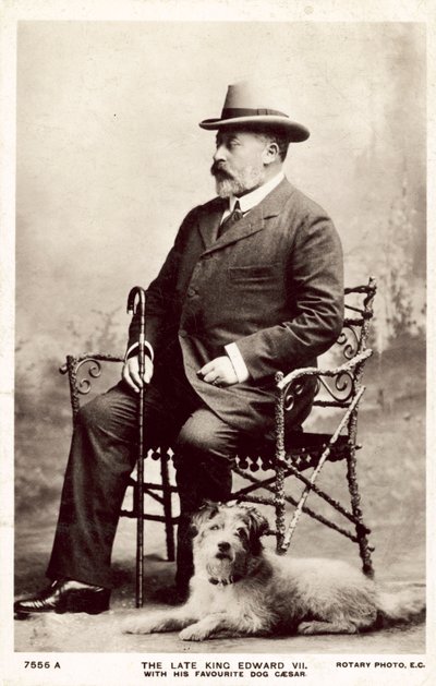 Feu le roi Édouard VII, avec son chien préféré Caesar - (after) English photographer