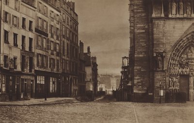La rue du Cloître-Notre-Dame, vue du Parvis vers 1865 - (after) French Photographer