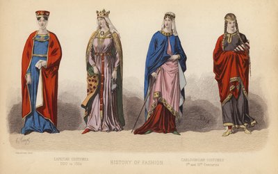 Mode en France : Costumes Capétiens 1100 à 1364 ; Costumes Carolingiens IXe et Xe Siècles - (after) French School