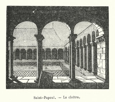Saint-Papoul, Le cloître (gravure) - (after) French School