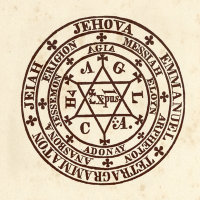 Sciences occultes : cercle magique. Schéma de De Occulta Philosophia par l