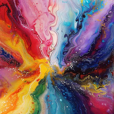Art abstrait avec des couleurs de peinture acrylique sur impressions sur toile pour décoration intérieure - F. Abderrahim