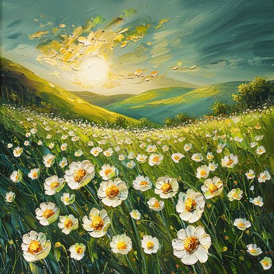 Peinture impressionniste paysage printanier - F. Abderrahim