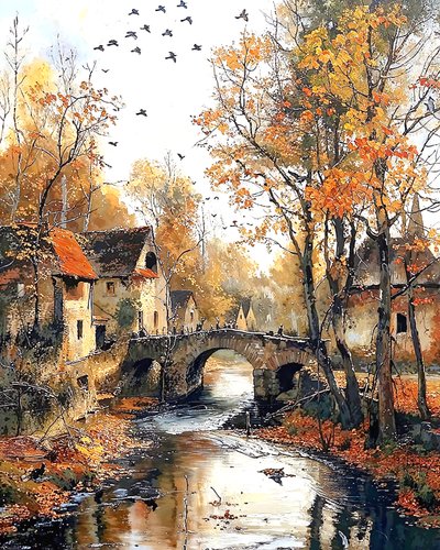 Maison traditionnelle et pont sur la rivière - F. Abderrahim