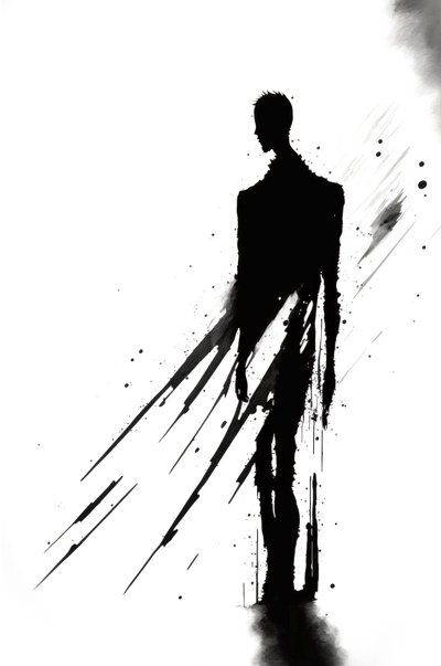 Solitude pauvreté dépression Abstrait, Art noir et blanc, décorations murales - F. Abderrahim