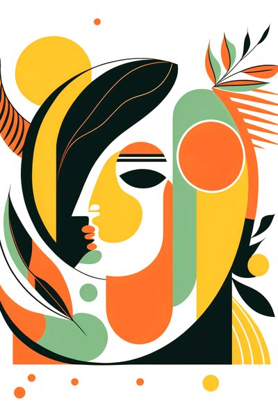 Abstrait minimal, lignes et formes Boho, style Picasso ,impression sur toile à la demande - F. Abderrahim