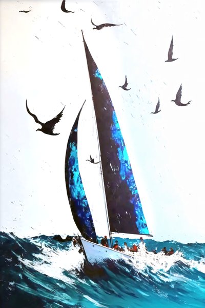 Ravens  Stormy Waves Abstract Acrylic Expression, Custom Canvas Prints - F. Abderrahim