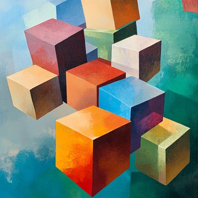 Motif géométrique abstrait en bois coloré, impression sur toile en ligne sur demande - F. Abderrahim