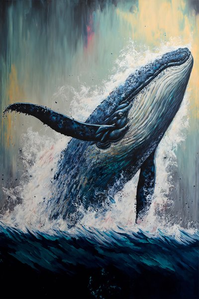 baleine à bosse abstraite en train de se battre, art mural | impression sur demande - F. Abderrahim