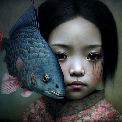 Le bonheur est un poisson chaud, idées de décoration murale moderne - F. Abderrahim