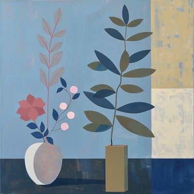 plante, chaise et vase en céramique, style bohème, décoration murale moderne, impression sur demande - F. Abderrahim