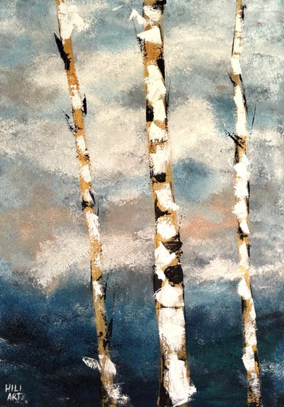 Birken in den Wolken von HILI ART Tetiana Brzozowski