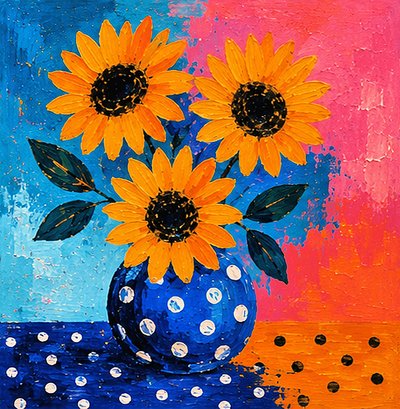 Des tournesols dans un tourbillon de couleurs - Nomi Morina