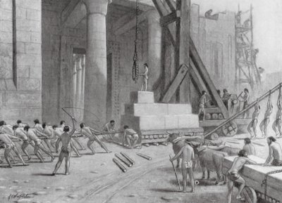 Artisans phéniciens construisant un temple pour Salomon (lithographie) - A.C. Weatherstone