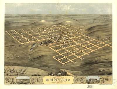 Vue aérienne de la ville de Montana, Boone Co., Iowa 1868. LOC 73693404 - A.; Chicago Lithographing Co. Ruger