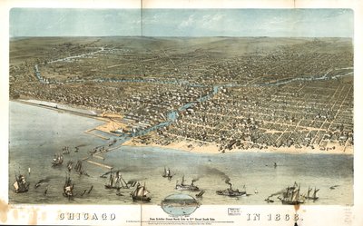Chicago en 1868, de Schiller Street, côté nord, à 12th Street, côté sud. LOC 73693350 - A.; Chicago Lithographing Co. Ruger