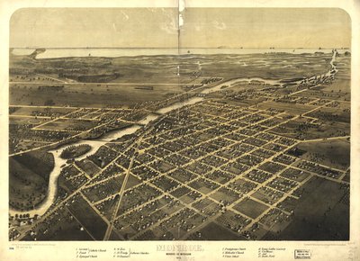 Monroe, Monroe Co, Michigan 1866. LOC 73693438 - A.; Chicago Lithographing Co. Ruger