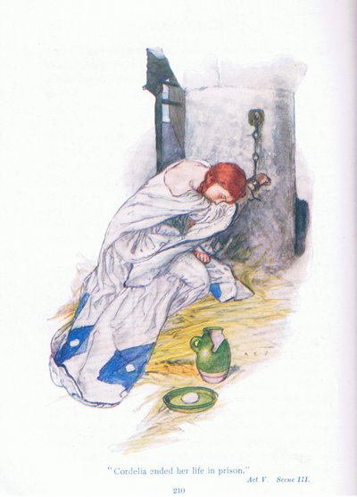 Cordelia a terminé sa vie en prison (Le Roi Lear), de Contes de Shakespeare pub. par Ward Lock & Co Ltd - A. Jackson