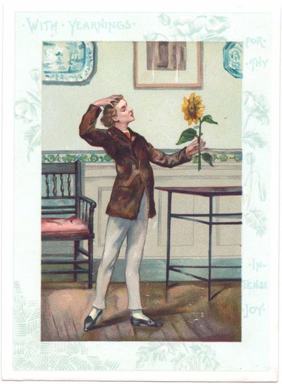 Le contemplateur de fleurs, carte de vœux victorienne d