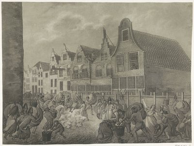 Effondrement du coffrage le long de Kortendijk à Gorinchem, 1809 (quatre plaques de l
