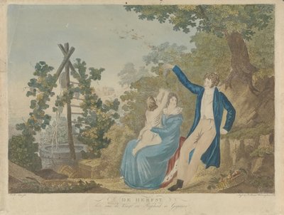 Parents avec enfant dans un paysage d