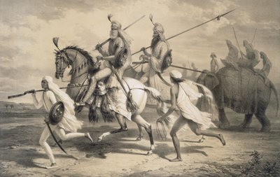 Chefs sikhs partant à la chasse, de 