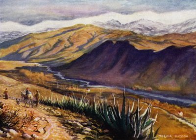 Grenade, Vue de la Sierra Nevada et du Rio Genil (lithographie en couleur) - A. Trevor Haddon