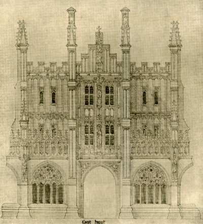 Dessin architectural : Façade est - A. W. N. Pugin