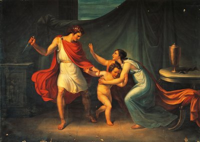 Pyrrhus menace la vie du petit Astyanax - Abbondio Bagutti