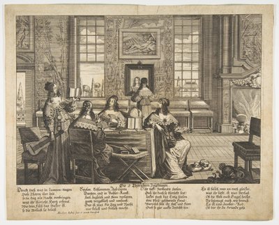 Les Vierges Folles Conversant, milieu à fin XVIIe siècle - Abraham Aubry