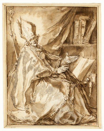 Évêque assis dans son étude, vu de son côté droit - Abraham Bloemaert