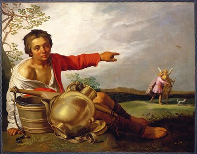 Garçon berger pointant vers Tobias et l