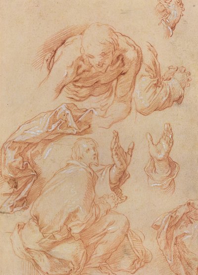 Études de mains et de figures courbées [verso] - Abraham Bloemaert