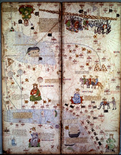 Cartographie : carte de Cathay (Catai) ancien nom de la Chine mongole en Asie centrale et en Europe. On y trouve : Delhi (Inde), avec la mer d