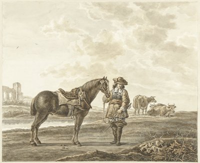 Cavalier dans le paysage - Abraham Delfos