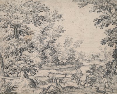 Paysage avec homme à cheval - Abraham Genoels