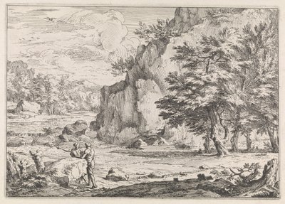 Paysage avec rocher - Abraham Genoels
