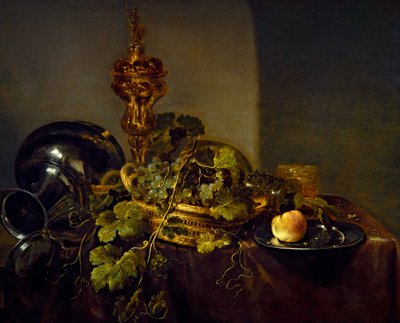 Nature morte avec un panier de raisins et une coupe en or - Abraham Hendricksz van Beyeren