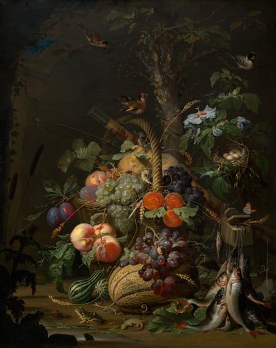 Nature morte avec fruits, poisson et nid, vers 1675 - Abraham Mignon