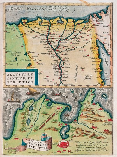 Aegypti Recentior Descriptio. - Carthaginis Celeberrimi Sinus Typus. Carte géographique de l