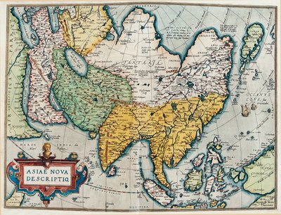 Description du continent asiatique, carte géographique du "Theatrum Orbis Terrarum" - Abraham Ortelius