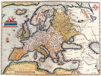Description du continent européen. Carte géographique du "Theatrum Orbis Terrarum" par Abraham Ortelius - Abraham Ortelius