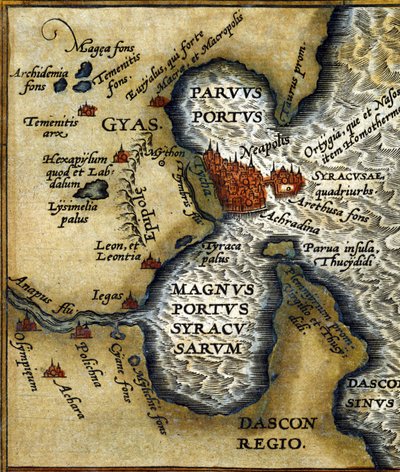Ancien port de Syracuse (Sicile) - dans « Atlas » par Abrahm Ortelius - Abraham Ortelius