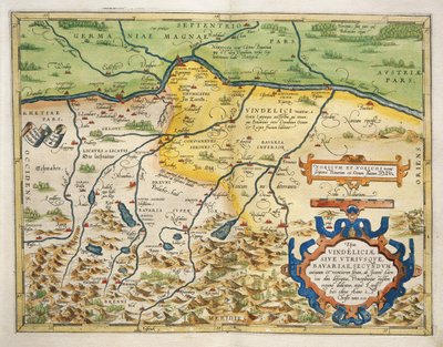 Carte de la Bavière, Allemagne, du Theatrum Orbis Terrarum par Abraham Ortelius - Abraham Ortelius